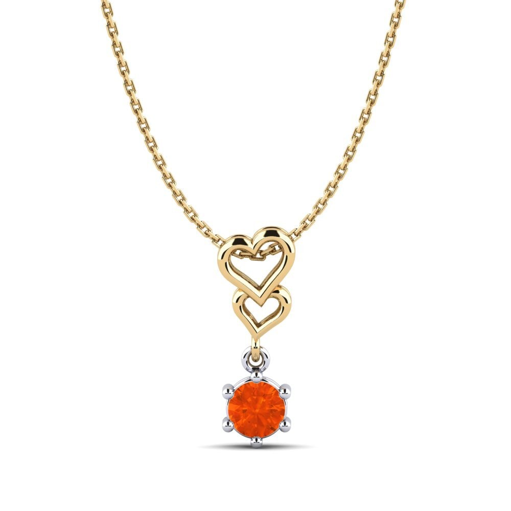 14k Oro Amarillo & Blanco Ópalo Fuego Colgante de Mujer Carmenta