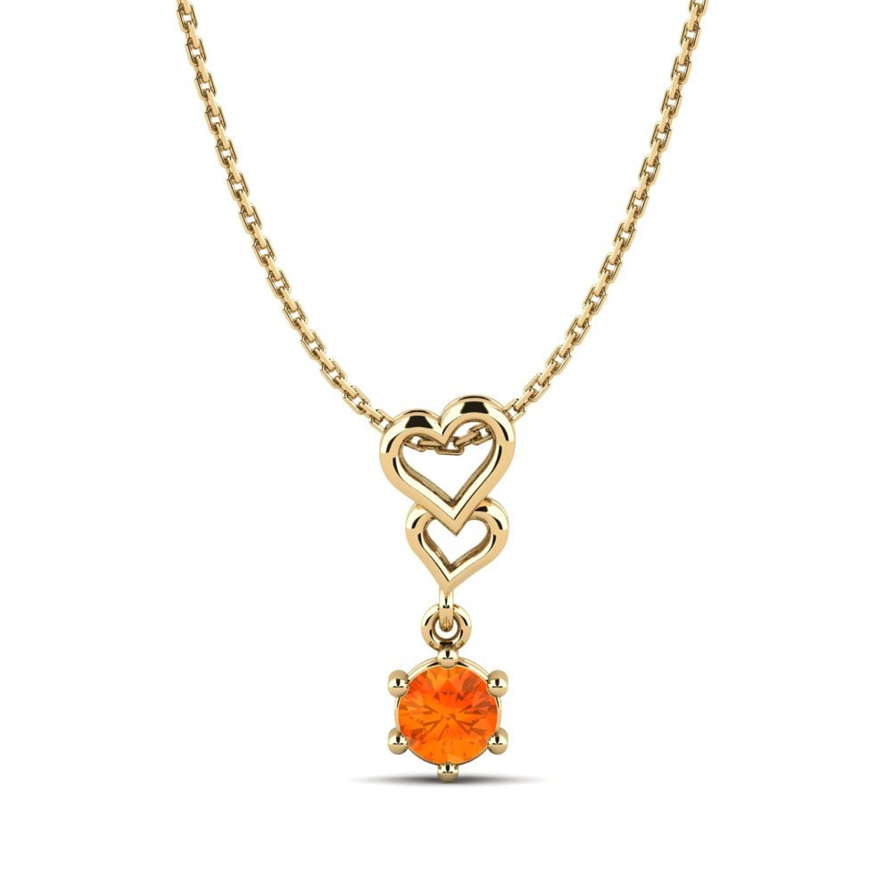 Or Jaune 9k Saphir orange Pendentif pour femme Carmenta