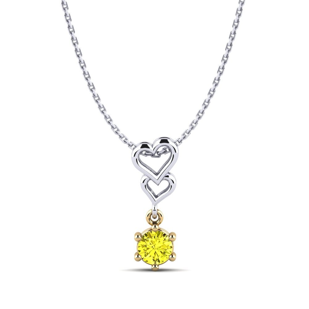 Vàng Trắng-Vàng 18K Kim Cương Vàng Mặt dây chuyền nữ Carmenta