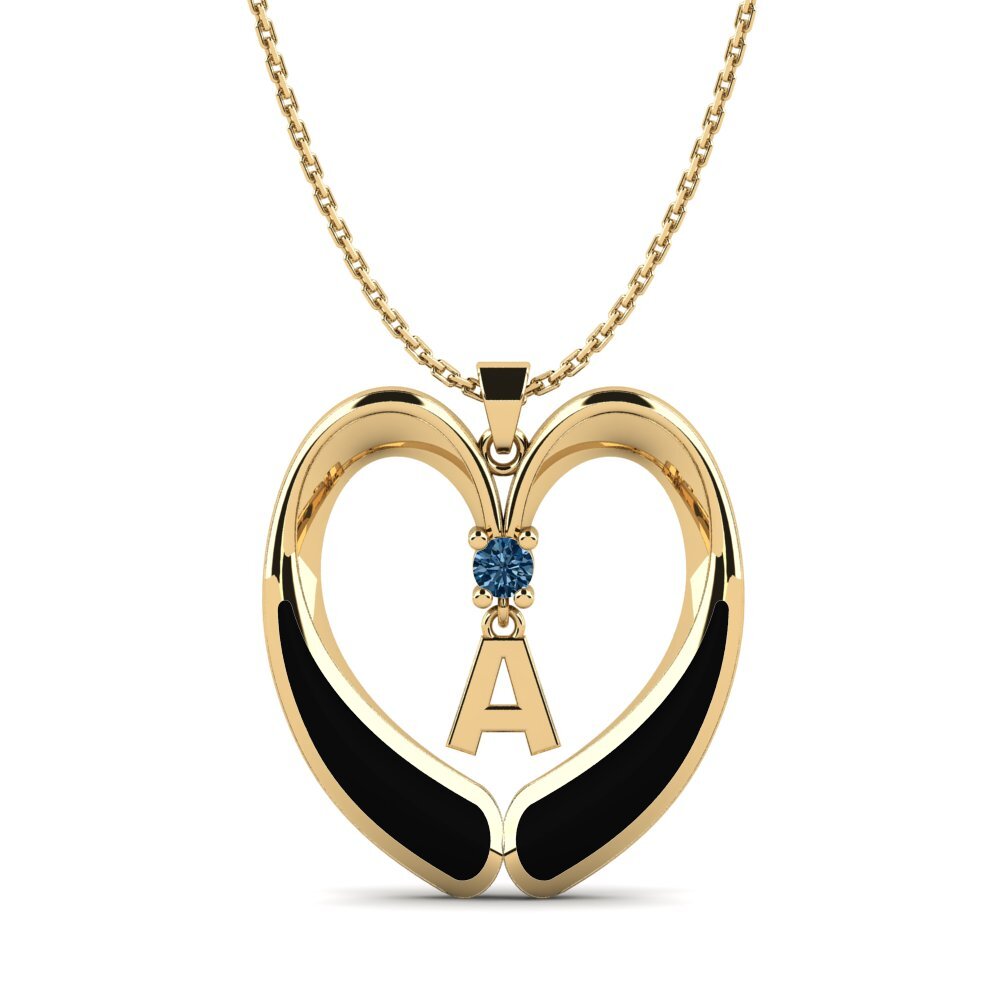Round Blue Diamond Women's Pendant Caro - A