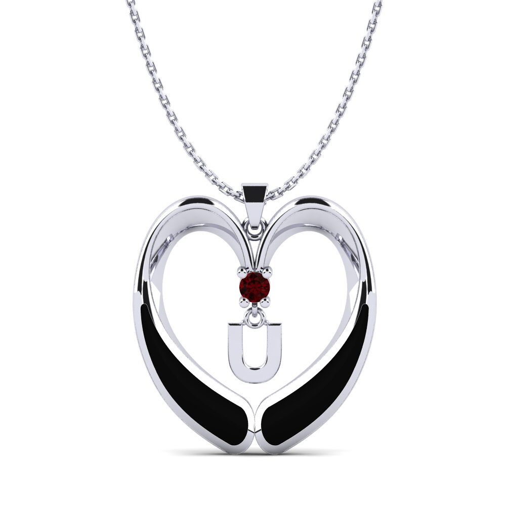 Weiß-Silber Granat Damen anhänger Caro - U