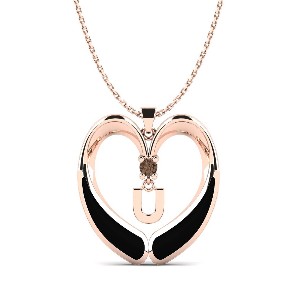 Rotgold 585 Rauchquarz Damen anhänger Caro - U