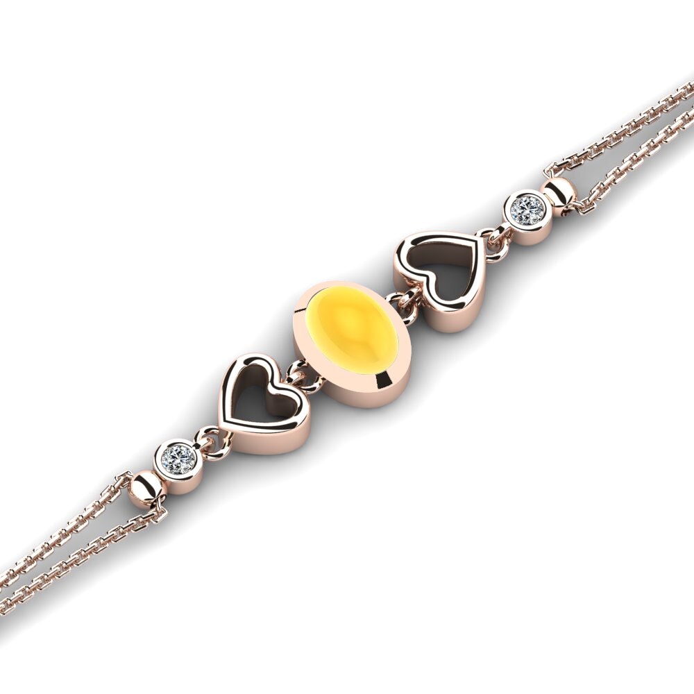 9k Oro Rosa Citrino Cabujón Pulsera de Mujer Carolee