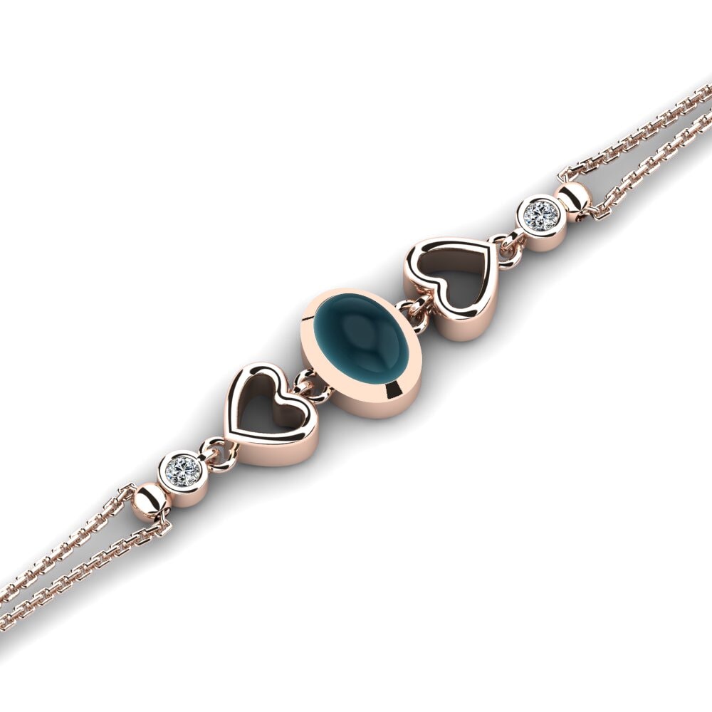 14k Rose Gold Cabochon London Blue Topaz Women's Bracelet Carolee