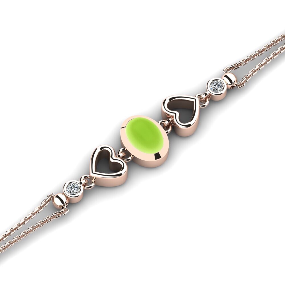 9k Oro Rosa Peridoto Cabujón Pulsera de Mujer Carolee