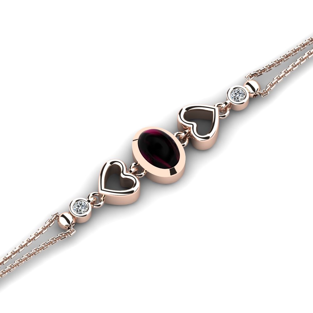 9k Oro Rosa Granate Rhodolite Cabujón Pulsera de Mujer Carolee