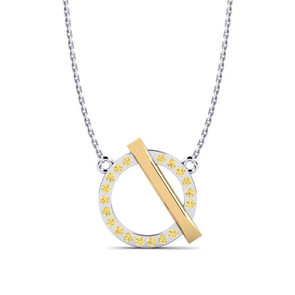 Vàng Trắng-Vàng 18K Kim Cương Vàng Dây chuyền nữ Caroline