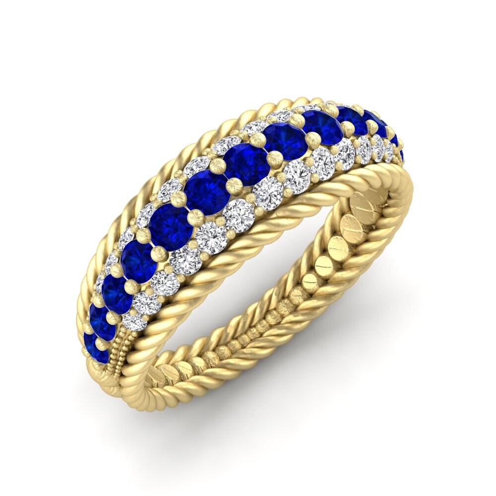 Or Jaune 9k Saphir Bague Carper