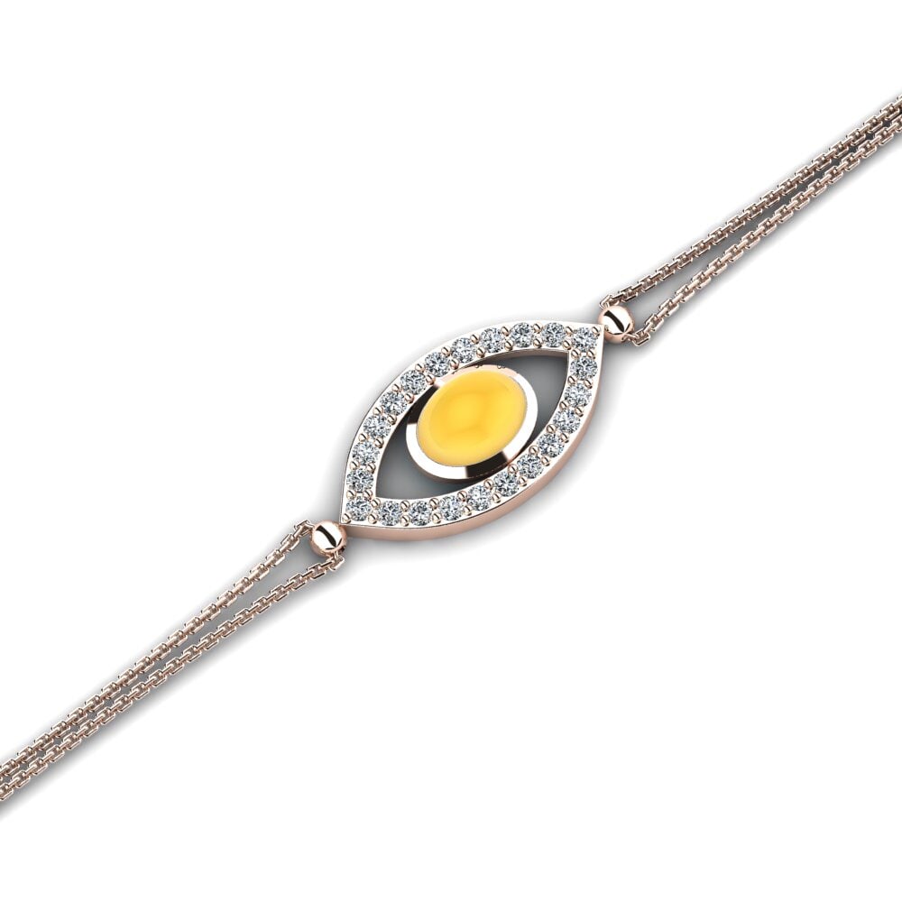 9k Oro Rosa Citrino Cabujón Pulsera de Mujer Carroll