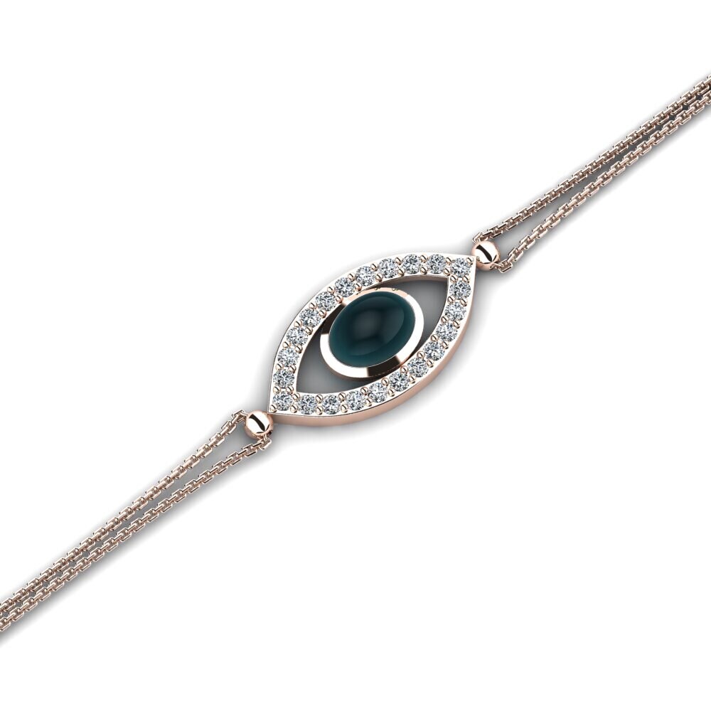 14k Rose Gold Cabochon London Blue Topaz Women's Bracelet Carroll