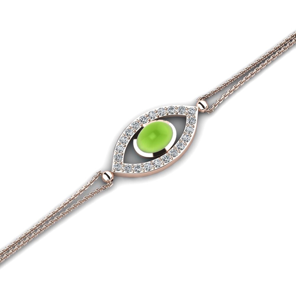 9k Oro Rosa Peridoto Cabujón Pulsera de Mujer Carroll