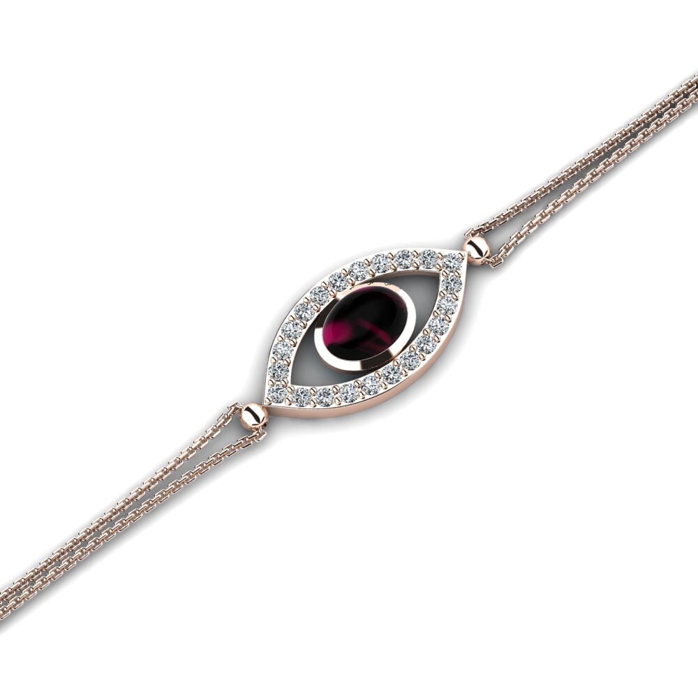 9k Oro Rosa Granate Rhodolite Cabujón Pulsera de Mujer Carroll