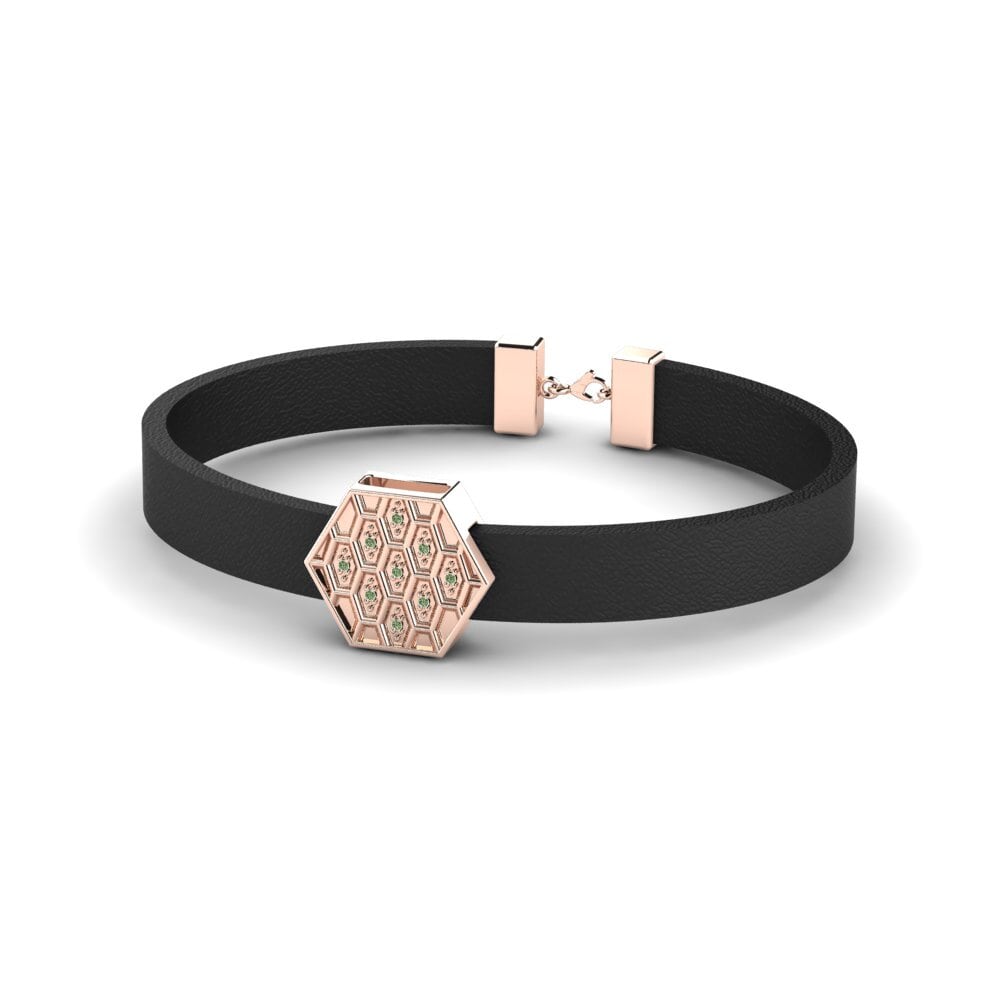 18ct Rose Gold Green Diamond Men's Bracelet Carson
