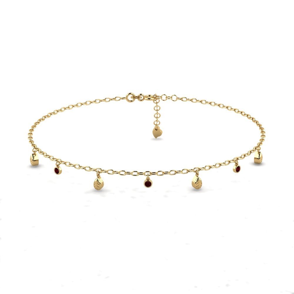 14ct Yellow Gold Garnet Women's Anklet Carsten