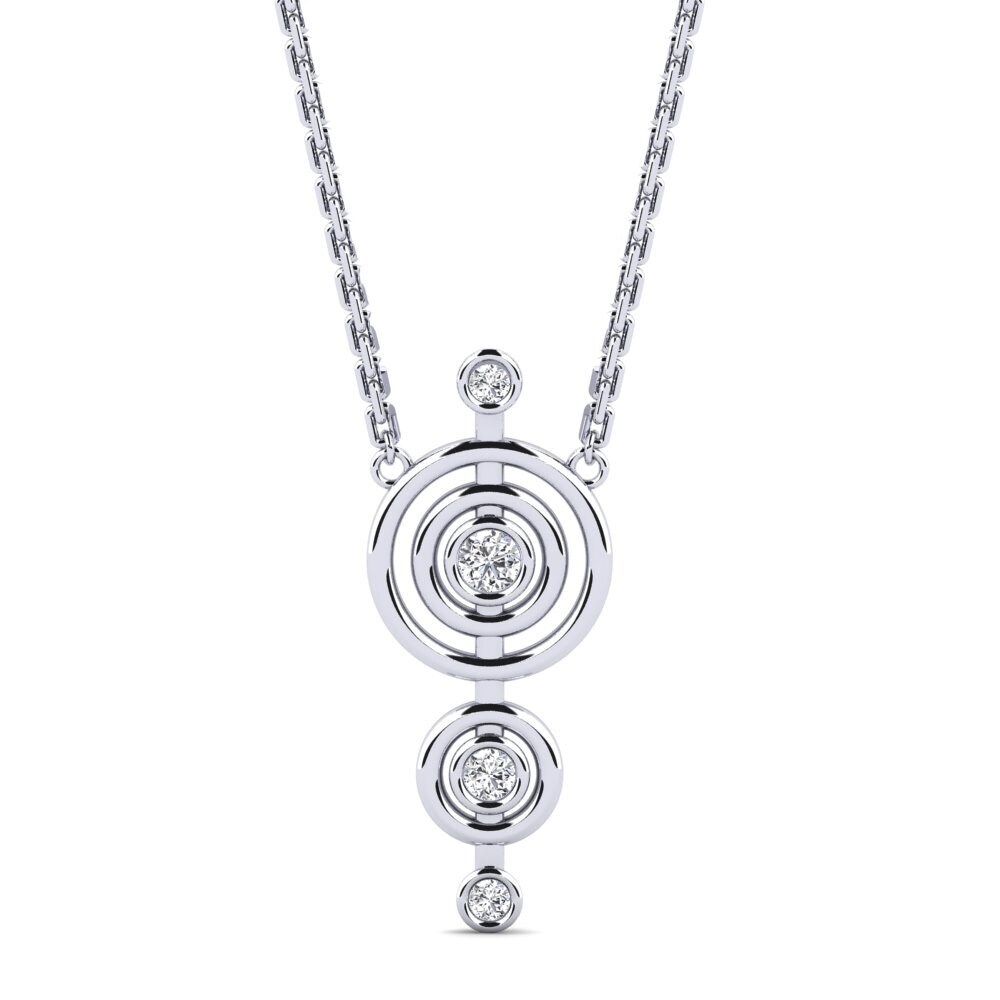 Collier En Or Blanc Massif 14 Carats (585/1000) - Serti De Diamants Naturels Pour Un Total De 0.36 Carats - Occasion Jamais Porté - Bijou De Valeur