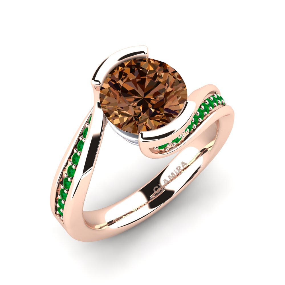 14K Rood & Wit Goud Bruine Diamant Verlovingsring Caserta