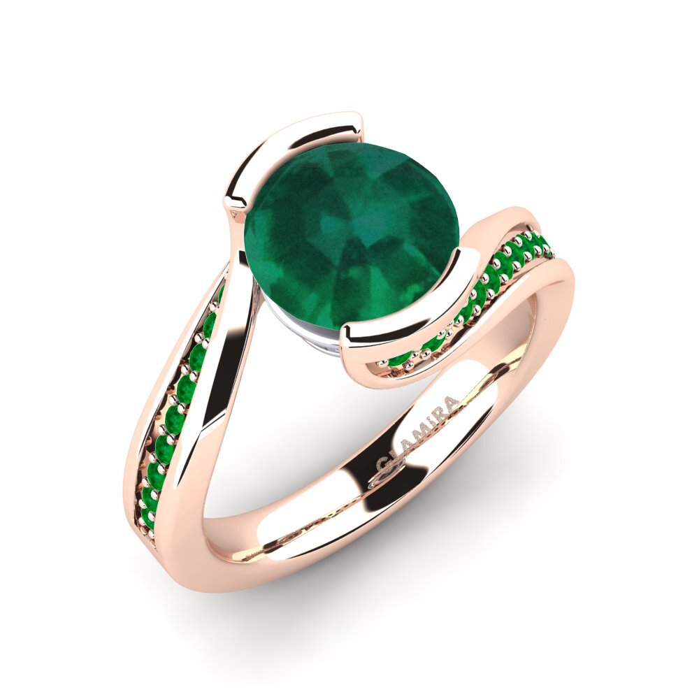 14K Rood & Wit Goud Smaragd Verlovingsring Caserta