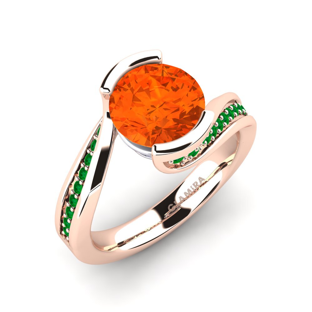 18K Rose & White Gold Fire-Opal Engagement Ring Caserta