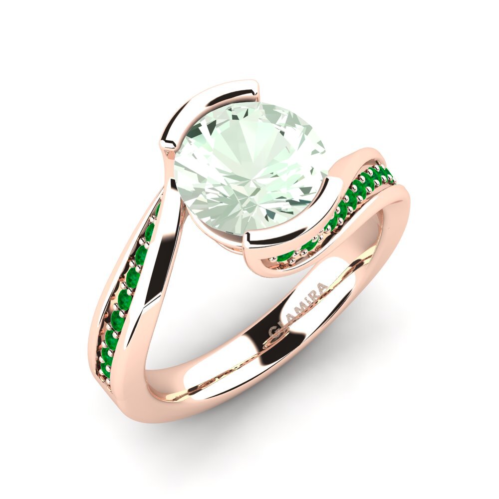 18k Oro Rosa Amatista verde Anillo de compromiso Caserta