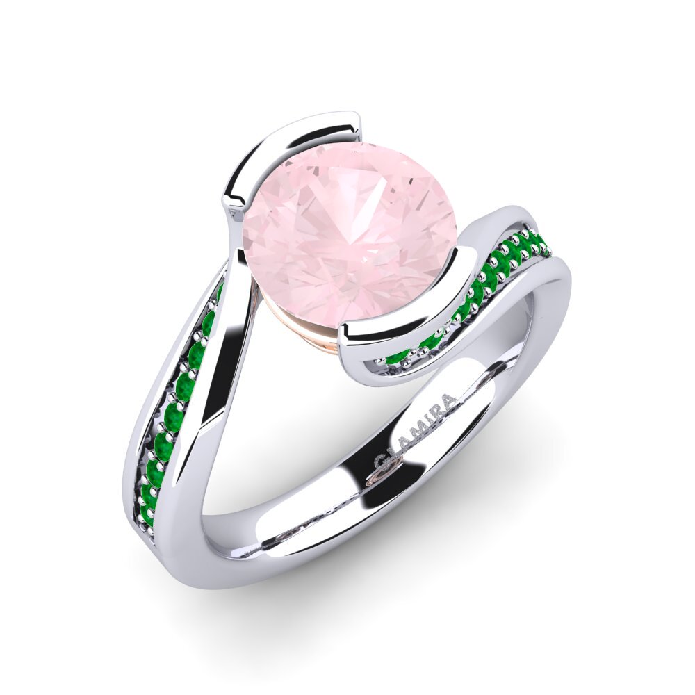 18K White & Rose Gold Rose Quartz Engagement Ring Caserta