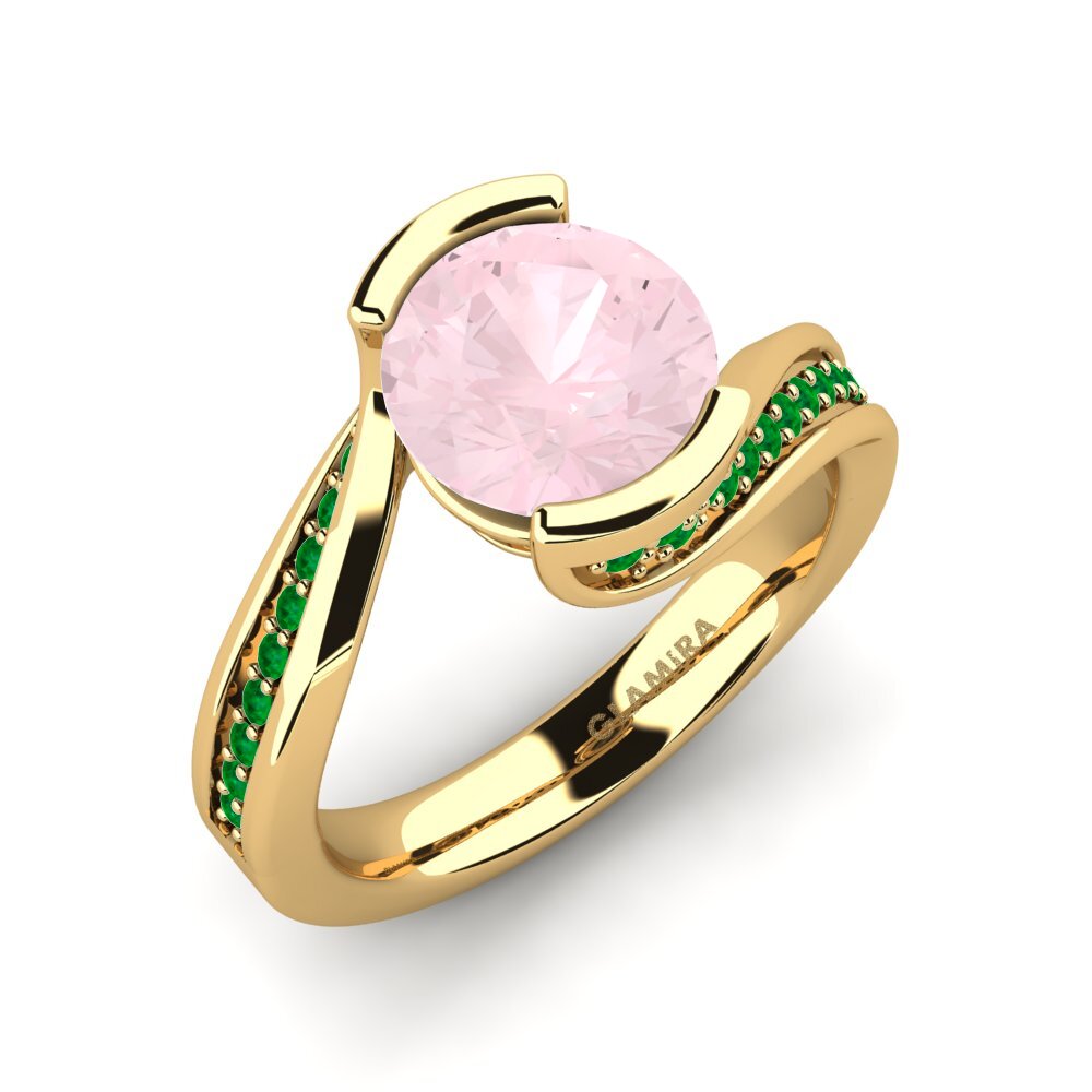 18K Yellow Gold Rose Quartz Engagement Ring Caserta