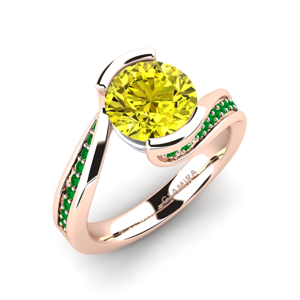 14K Rood & Wit Goud Gele Diamant Verlovingsring Caserta