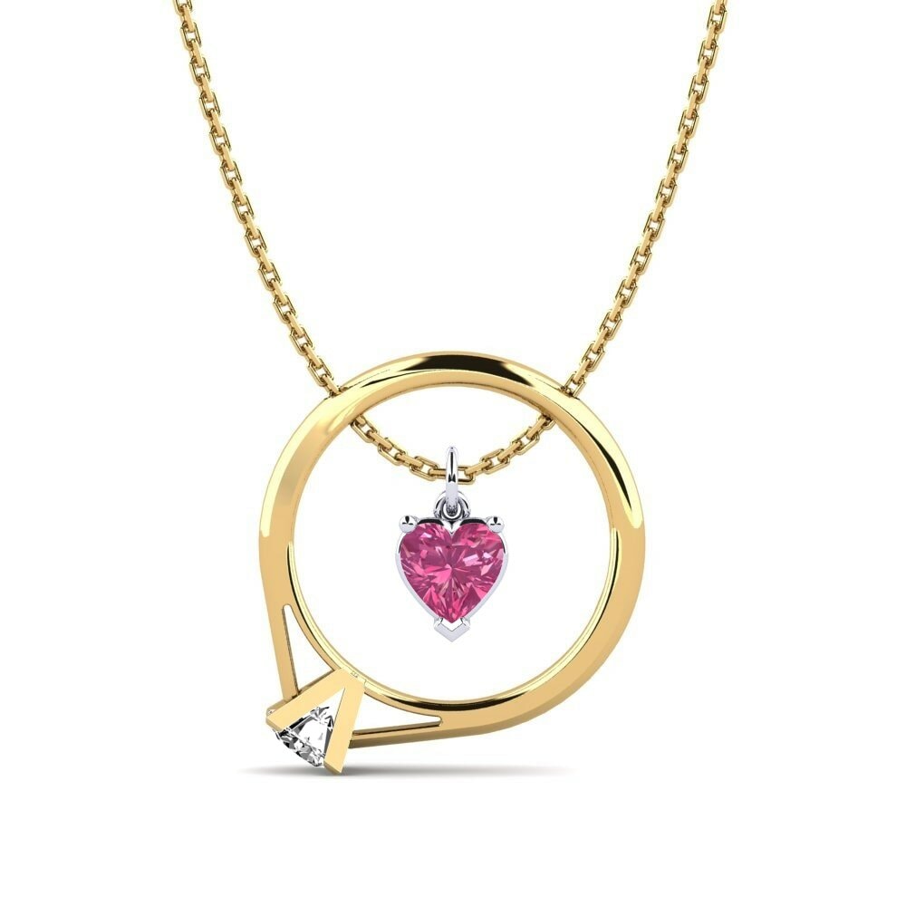 Vàng-Trắng 9K Đá Tourmaline Hồng / Bích tỷ Dây chuyền nữ Casilda