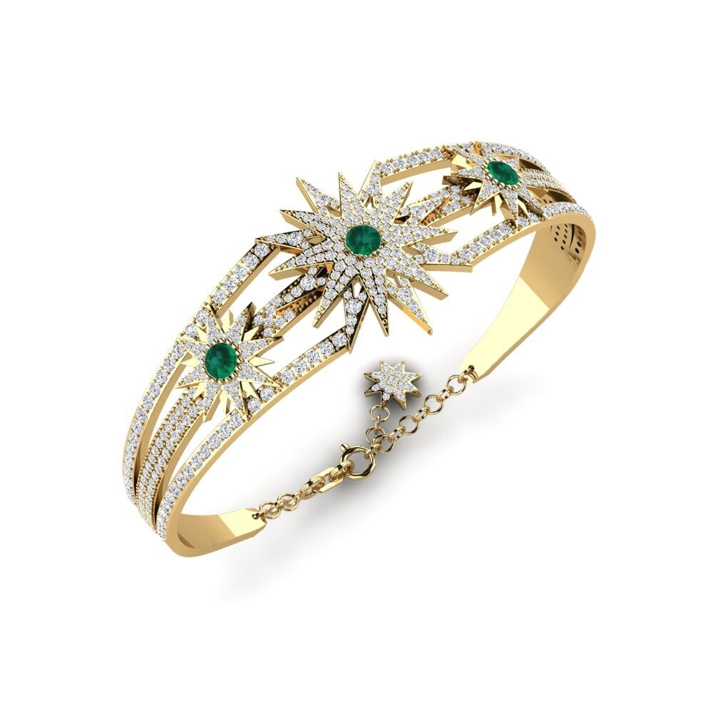 14k Oro Amarillo Esmeralda Brazalete de mujer Casillag