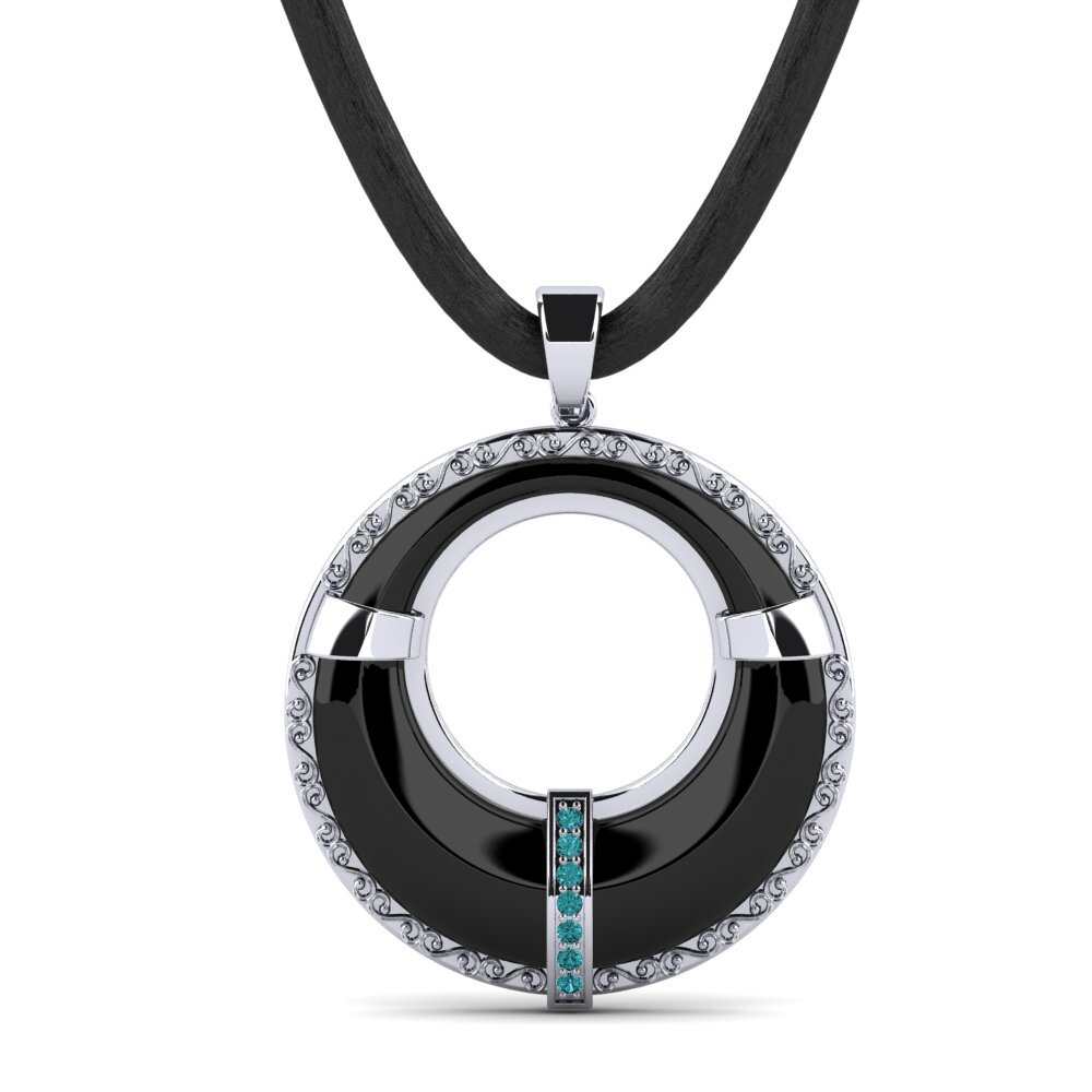 9ct White Gold Blue Diamond Men's Pendant Caskill