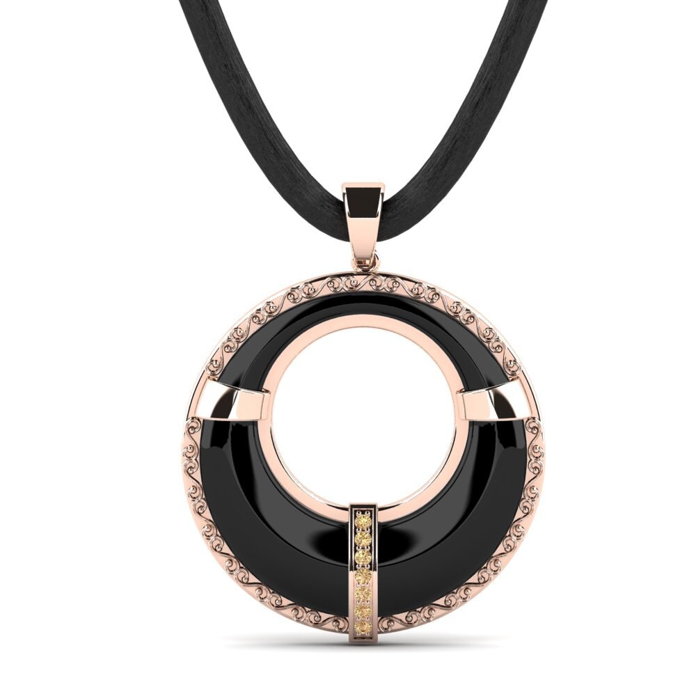 14ct Rose Gold Brown Diamond Men's Pendant Caskill