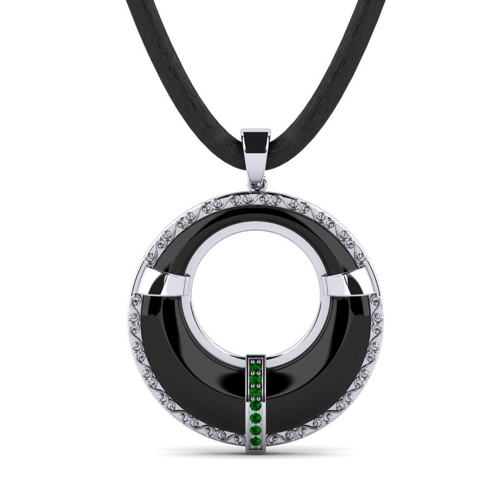 Weißgold 375 Grüner Zirkonia Herren-Anhänger Caskill