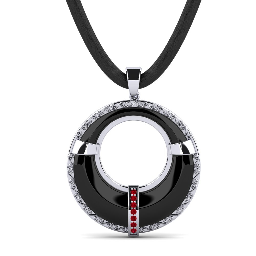 Weißgold 375 Roter Zirkonia Herren-Anhänger Caskill