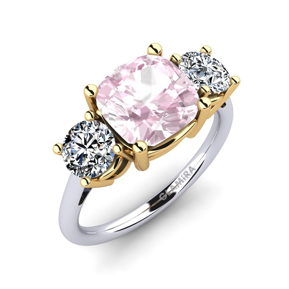 14ct White & Yellow Gold Kunzite Engagement Ring Casonia