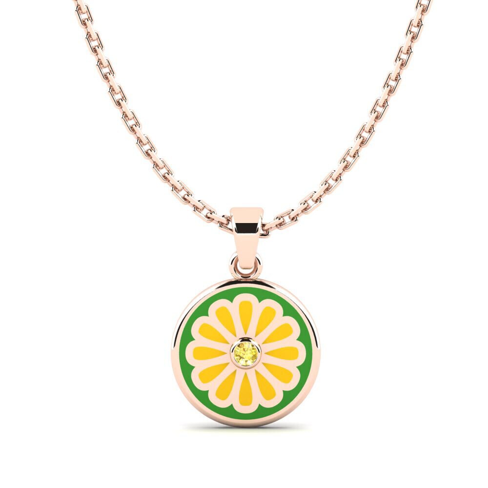 14k Oro Rosa Zafiro amarillo Colgante para Niño Casper