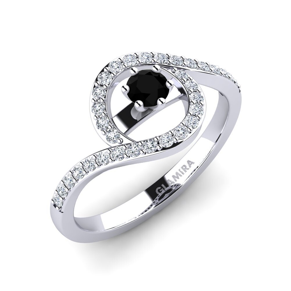 Black Sapphire Engagement Ring Cassia 0.16 crt
