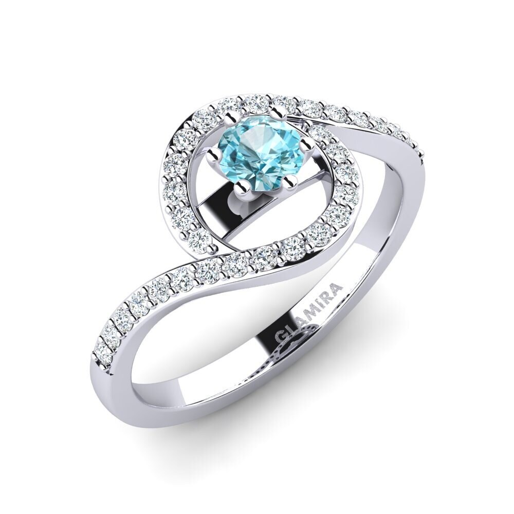 Blue Zircon Engagement Ring Cassia 0.25 crt