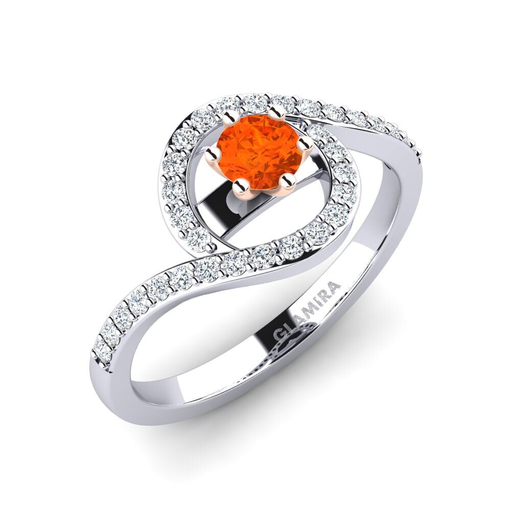 14ct White & Rose Gold Fire Opal Engagement Ring Cassia 0.25 crt