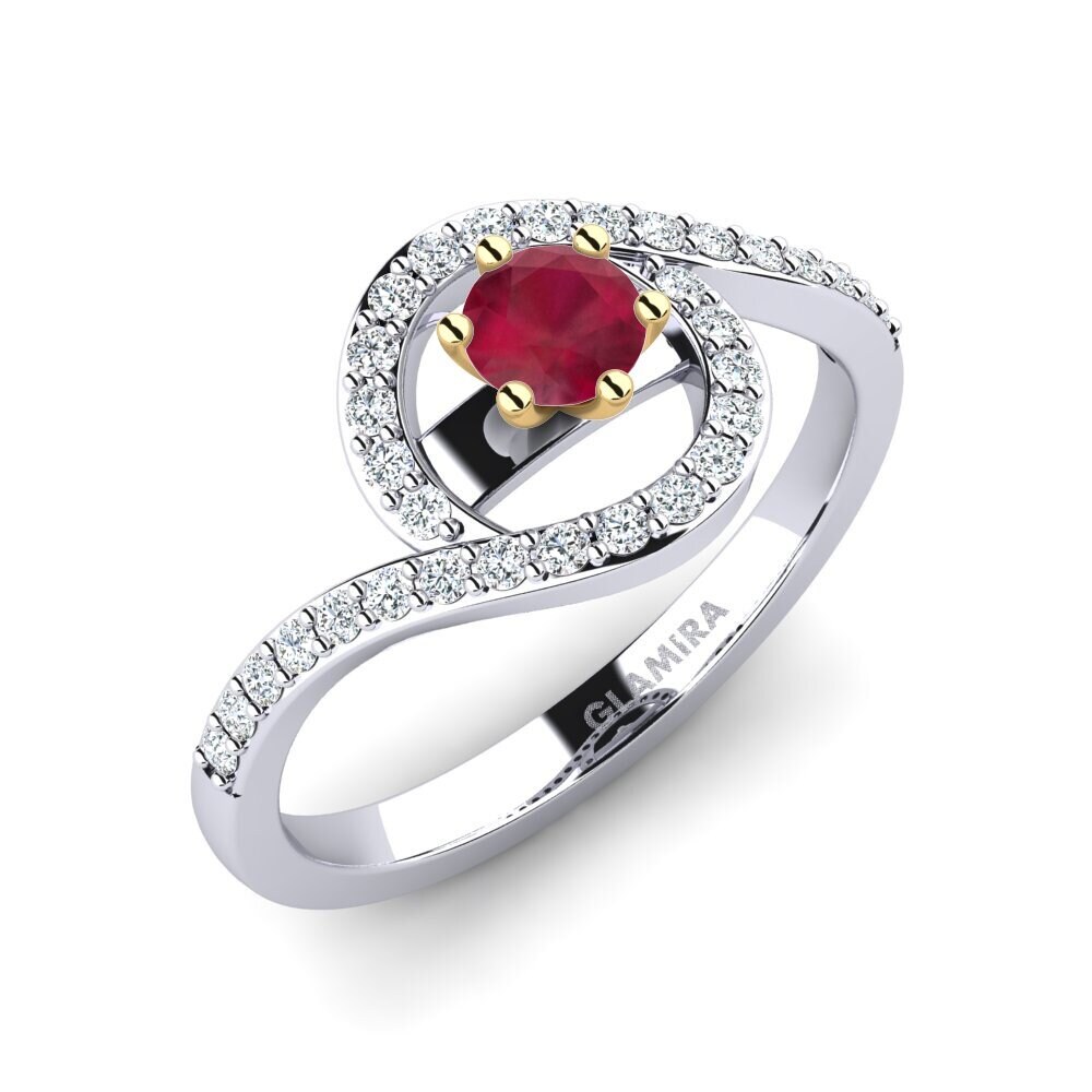 18ct White / Yellow Gold Ruby Engagement Ring Cassia 0.25 crt
