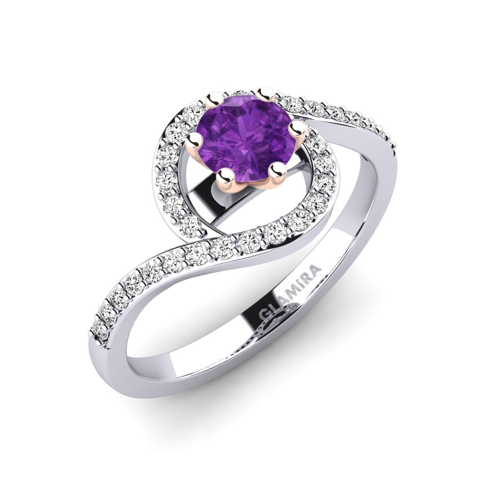 14ct White / Rose Gold Amethyst Engagement Ring Cassia