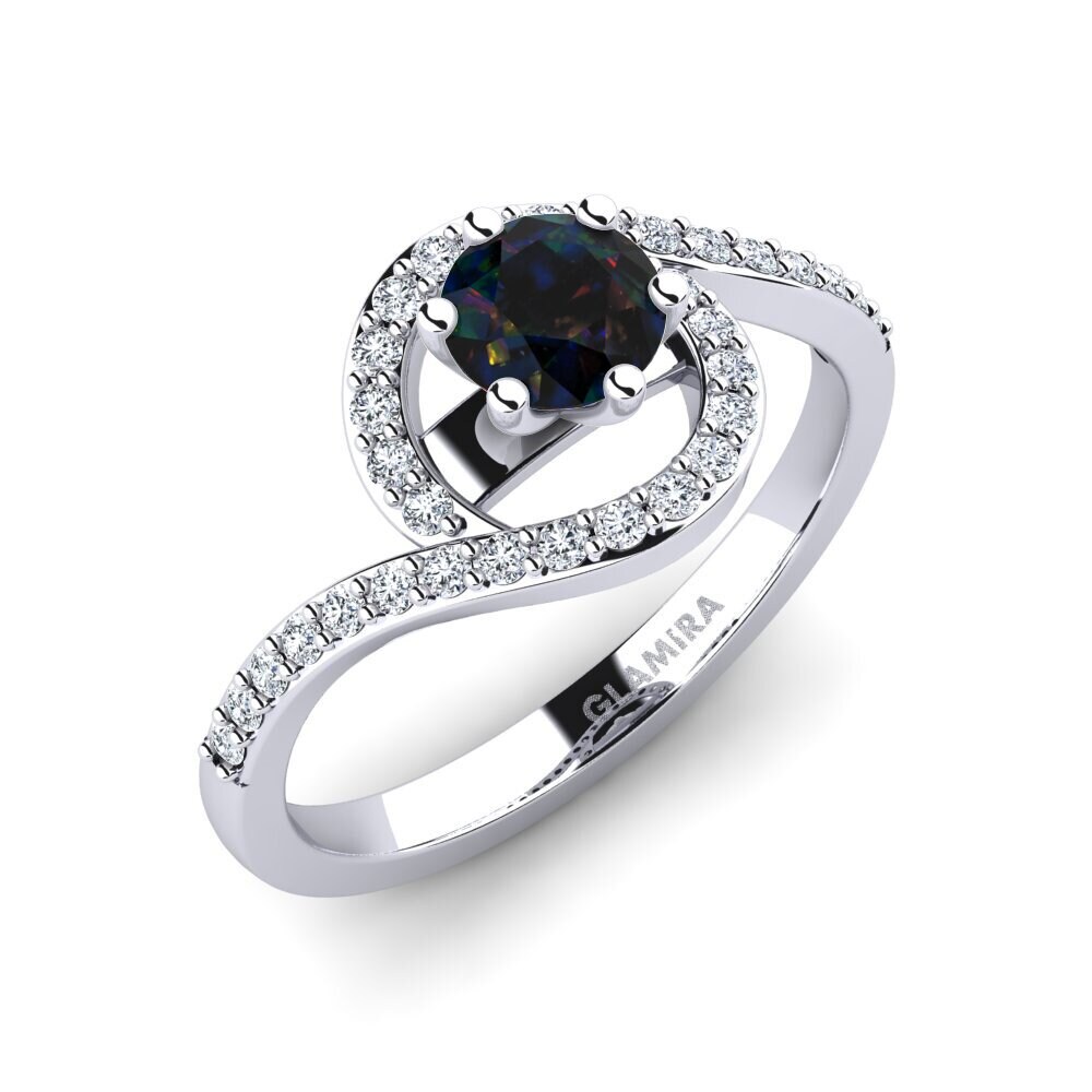 Black Opal Engagement Ring Cassia