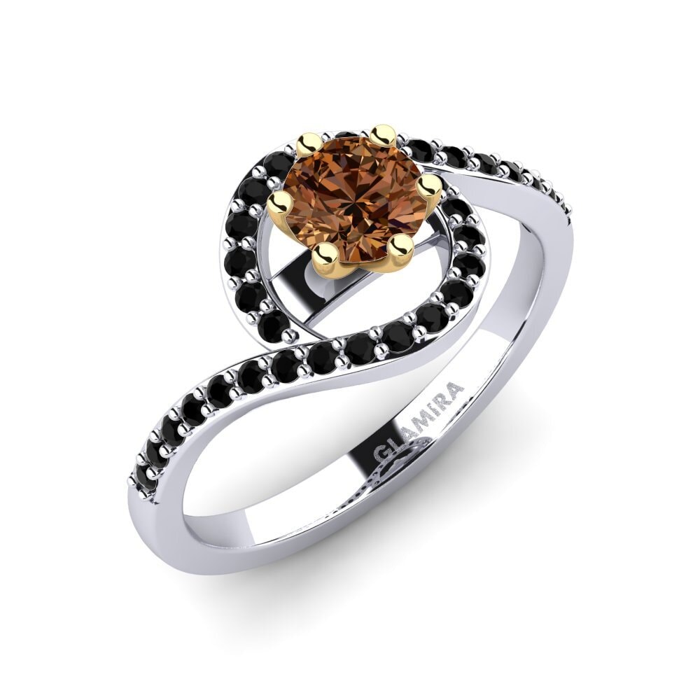 14ct White / Yellow Gold Brown Diamond Engagement Ring Cassia
