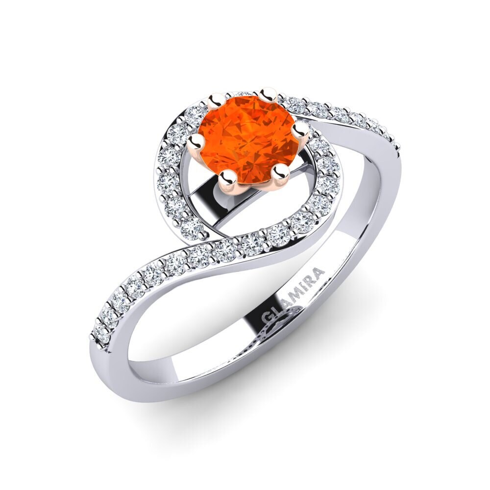 18ct White & Rose Gold Fire Opal Engagement Ring Cassia