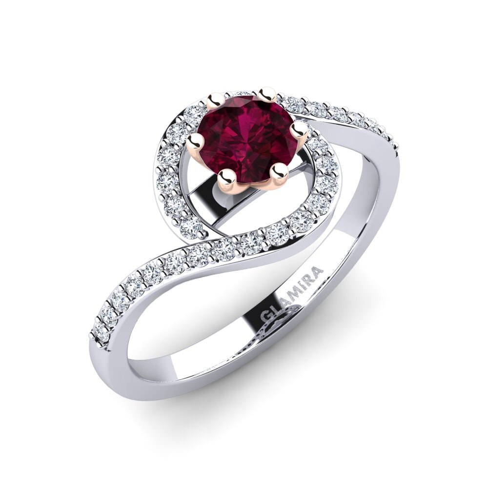 18ct White & Rose Gold Rhodolite Garnet Engagement Ring Cassia