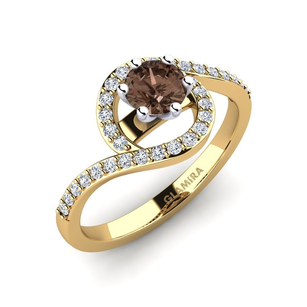 14ct Yellow & White Gold Smoky Quartz Engagement Ring Cassia