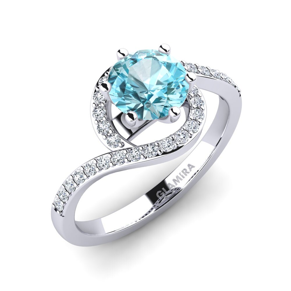 Blue Zircon Engagement Ring Cassia 1.0 crt