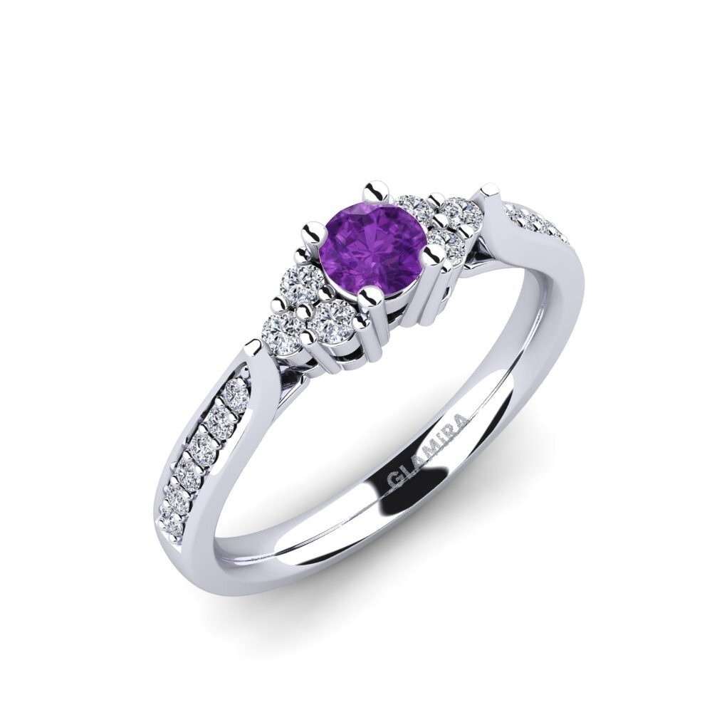 White Silver Amethyst Engagement Ring Cassidy
