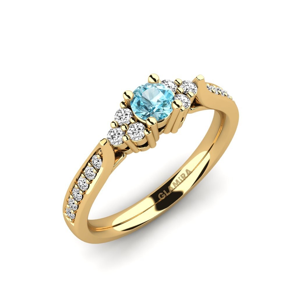 14ct Yellow Gold Blue Zircon Engagement Ring Cassidy