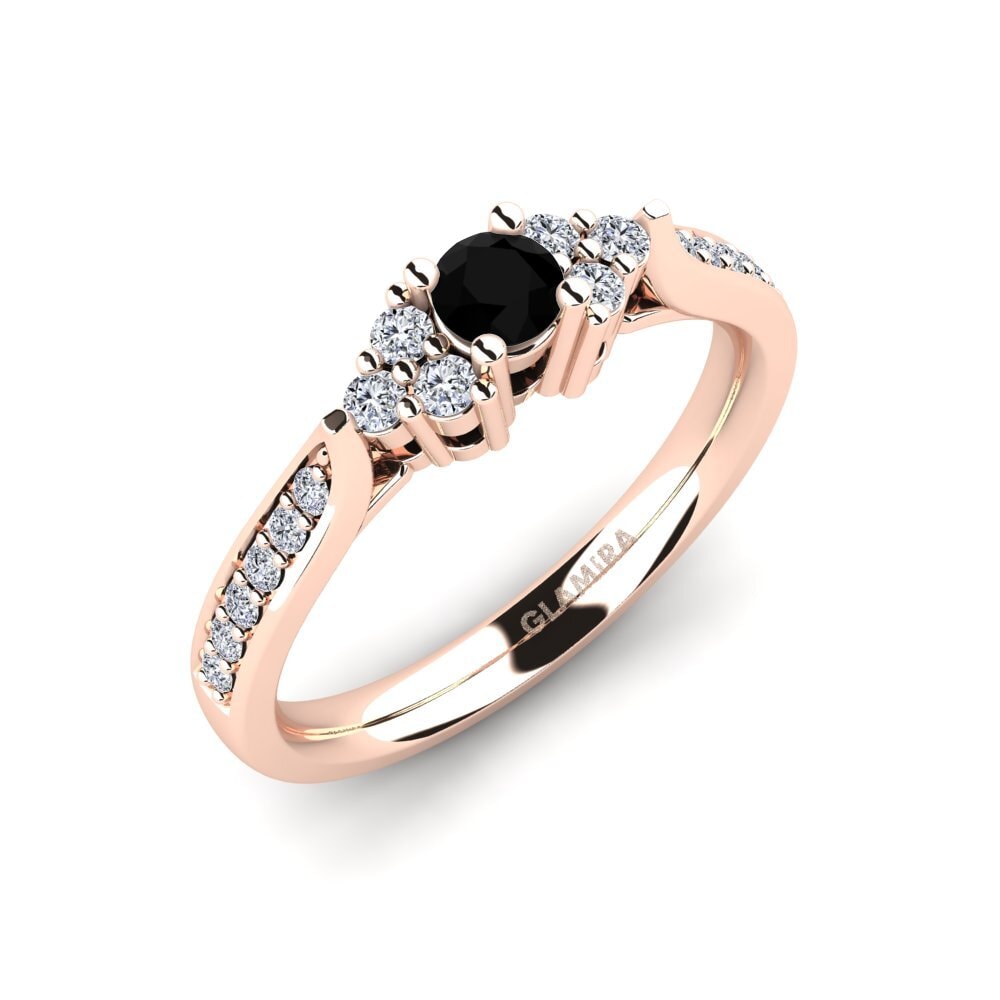 Or rose 585 Diamant Noir Bague de fiançailles Cassidy 0.16 crt