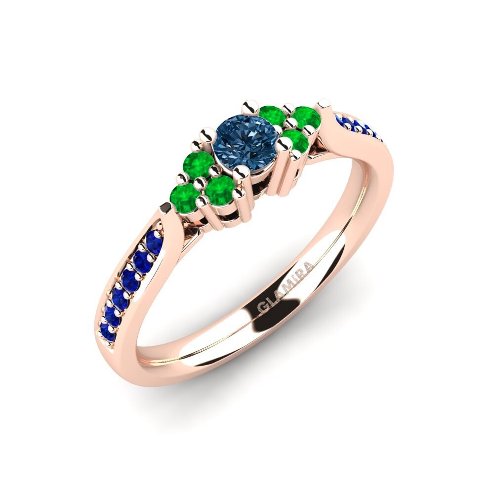 14K Rood Goud Blauwe Diamant Verlovingsring Cassidy 0.16 crt