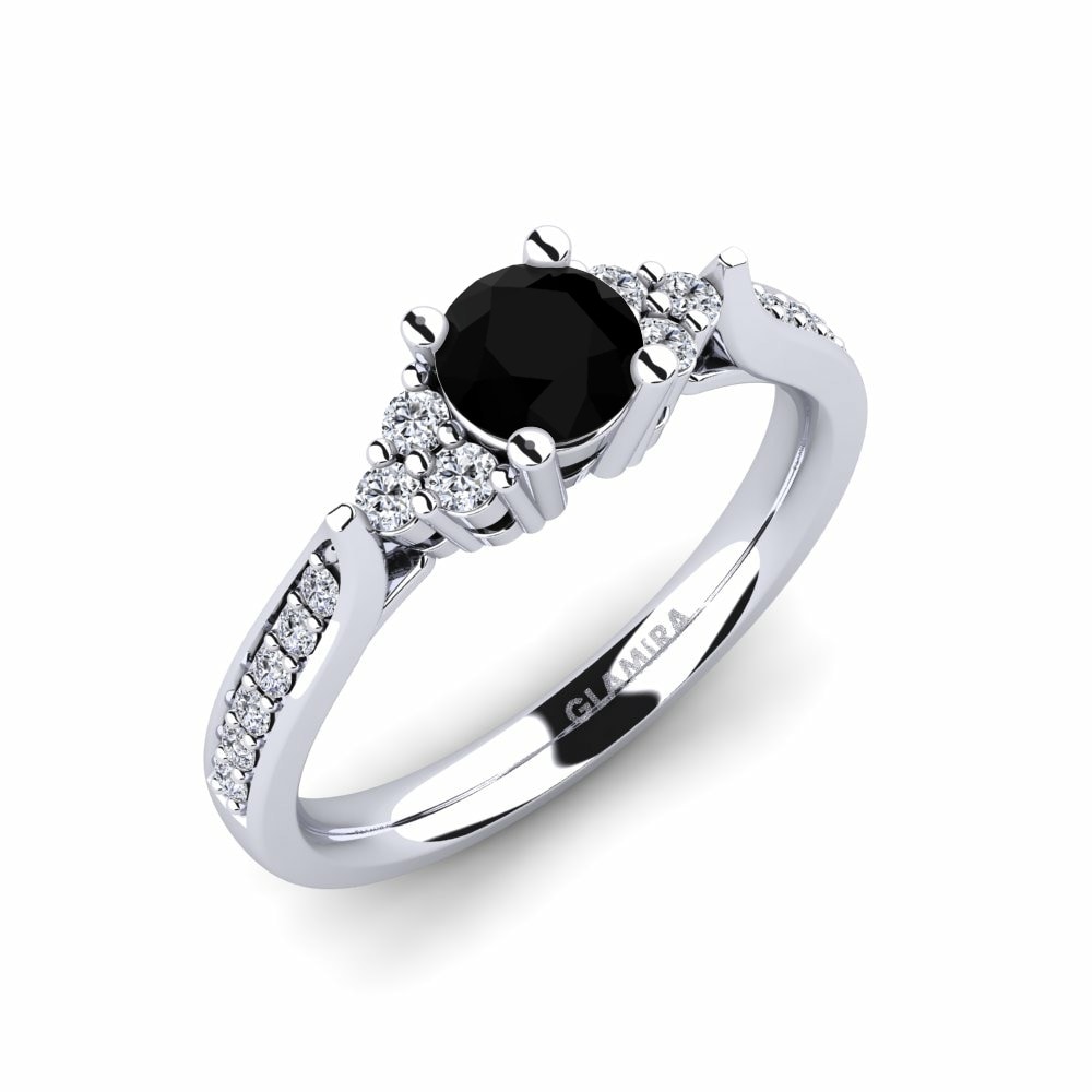 Solitaire Pave Engagement Rings Cassidy 0.5 Crt 585 White Gold Black Diamond